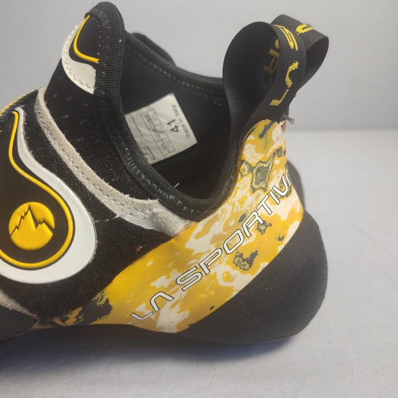 La Sportiva Solution Climbing Shoes Men8.5 Yellow Black Bouldering 41 Made Italy - Picture 7 of 10